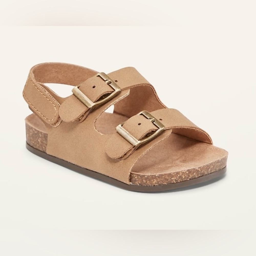 Old Navy Light Beige Faux-Suede Double-Buckle Sandals - 6-12M